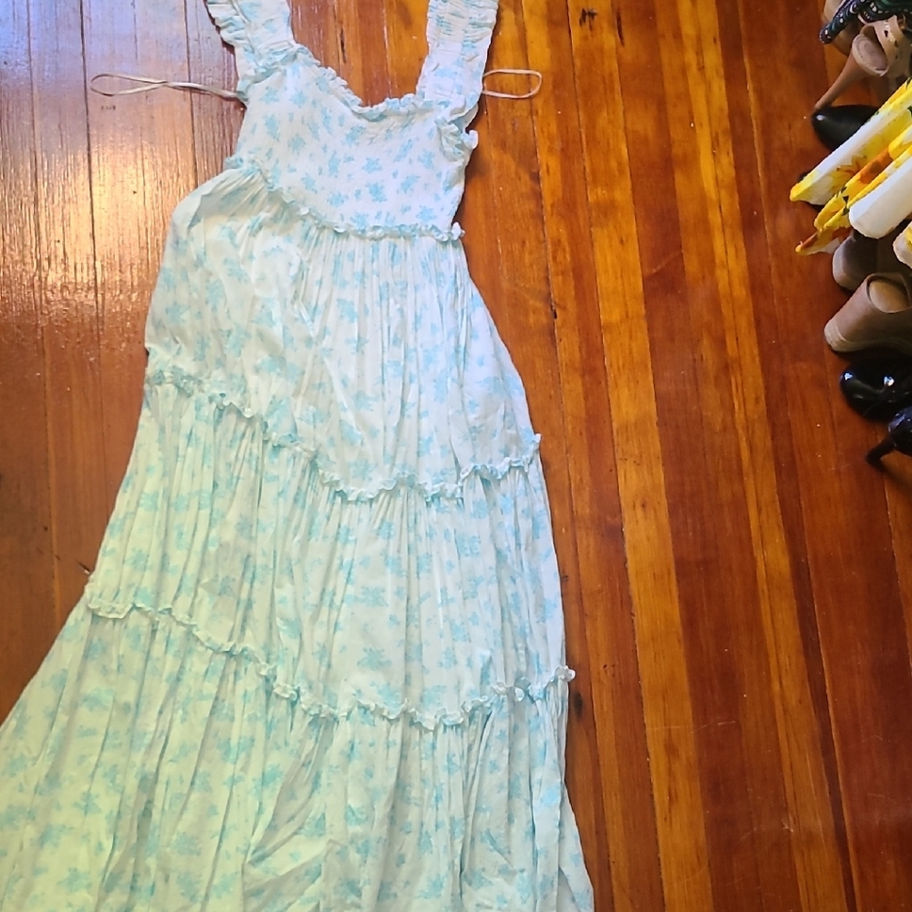 MABLE x Anthropologie Light Blue Floral Maxi Dress